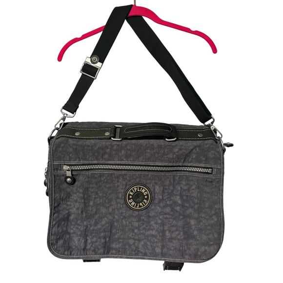 Kipling Expandable Adjustable Laptop Briefcase/Crossbody Bag Gray Y2K Retro Vtg - Picture 1 of 10